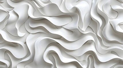 Fototapeta premium Abstract white wavy surface texture.