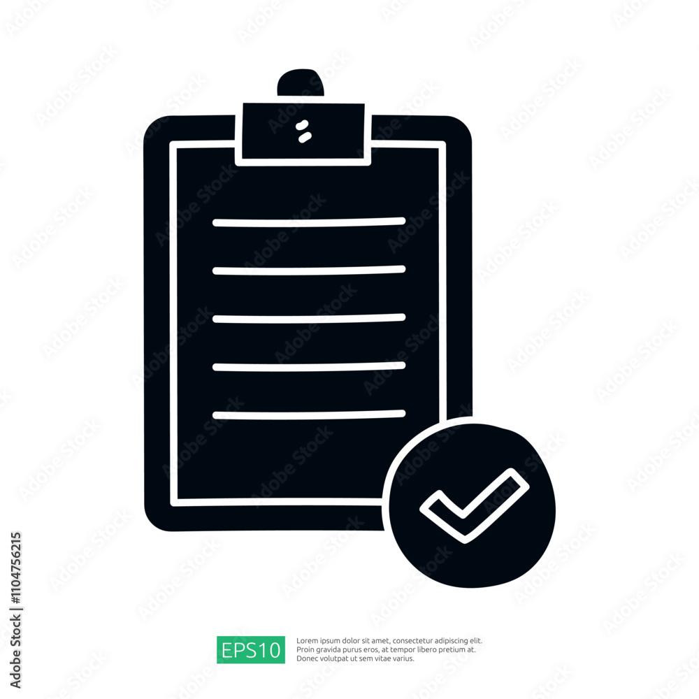 Poster the image features a clipboard with blank lines and a checkmark symbol, suggesting a completed task 