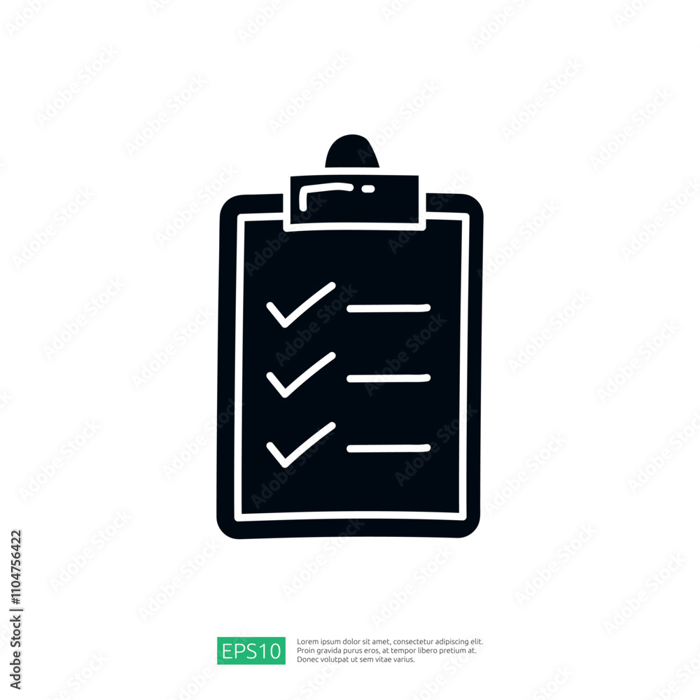Poster this image features a clipboard with a checklist, symbolizing tasks or items to be completed or revi