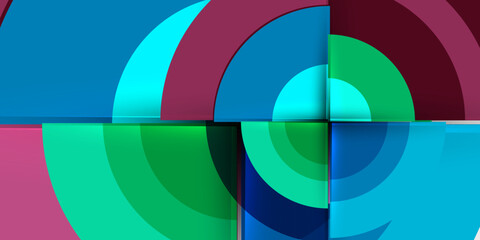 Obraz premium Circle and semi circle geometric background. Vector Illustration For Wallpaper, Banner, Background, Card, Book Illustration, landing page