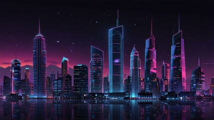 city skyline at night