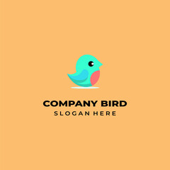 simple colored little bird logo for brand