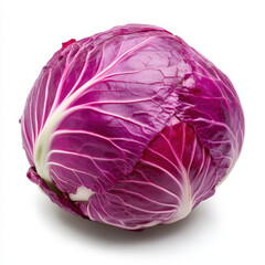 Obraz premium vibrant purple cabbage with intact outer leaves, showcasing its rich color and texture, perfect for culinary use or decoration