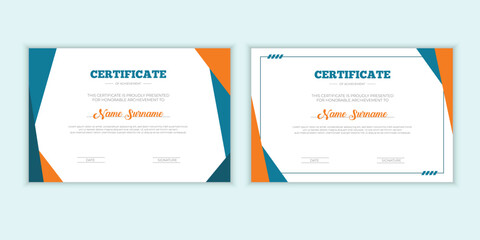 Flat design modern certificate template for corporate or awards. For creative award, business, and education needs