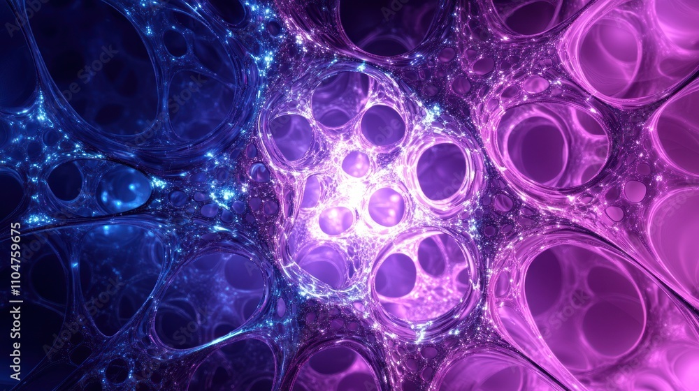 Poster abstract representation of interconnected cells in vibrant colors.