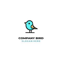simple colored little bird logo for brand