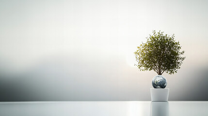 Softly glowing light bulb emanates warm illumination beside a vibrant green plant