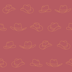Outline Collection of Cowboy Hat Vector Seamless Pattern illustration Design