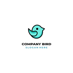 simple colored little bird logo for brand