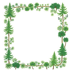 Green tree border, green leaves border frame transparent background
