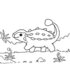 Ankylosaurus Coloring Page Outline For Children