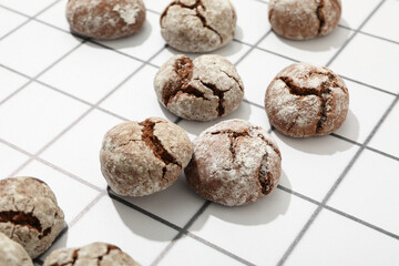 Appetizing Grinkle cookies on a light background.