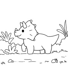 Triceratops Coloring Page Outline For Children