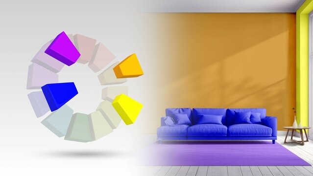 Tetradic color scheme of blue,voilet,yellow,orange