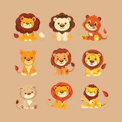 Naklejka premium collection of cute vector lion stickers