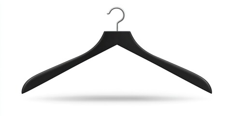 Black wooden clothes hanger isolated on white background.