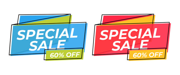 Flash sale ribbon and banner collection set vector image, price discount label for store