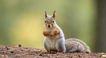 Obraz premium Eurasian Red Squirrel in Forest Setting