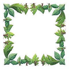 Fototapeta premium Green tree border, green leaves border frame transparent background