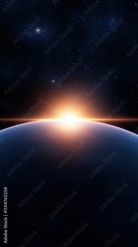 Canvas Prints Dramatic sunrise over a distant planet in space