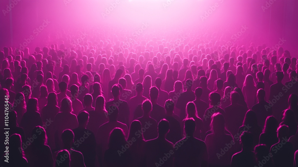 Poster vibrant crowd of people interconnected by glowing lines symbolizing global connectivity, digital net