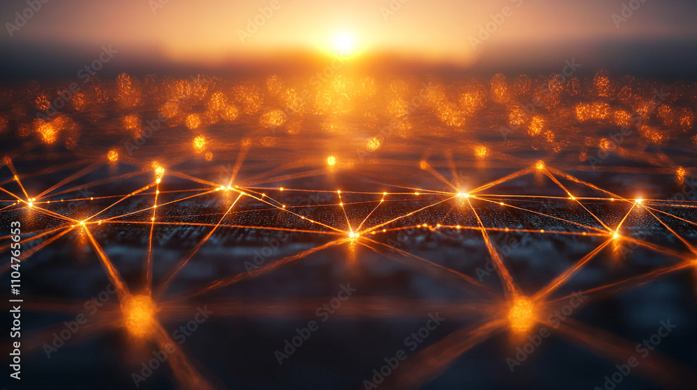Aufkleber vibrant crowd of people interconnected by glowing lines symbolizing global connectivity, digital net