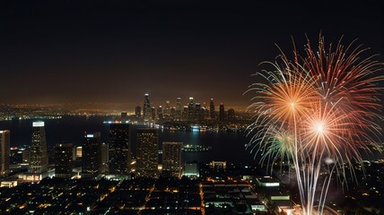 Here are a few options for your stock photo description, all under 200 characters:


**Option 1 (Focus on spectacle):**

>Spectacular fireworks display over a vibrant city skyline 