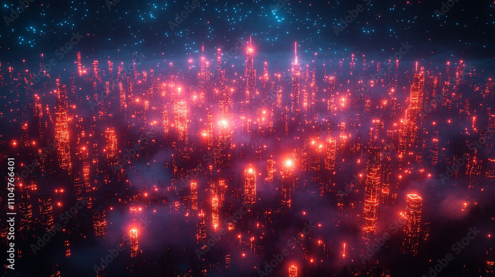 Poster vibrant crowd of people interconnected by glowing lines symbolizing global connectivity, digital net