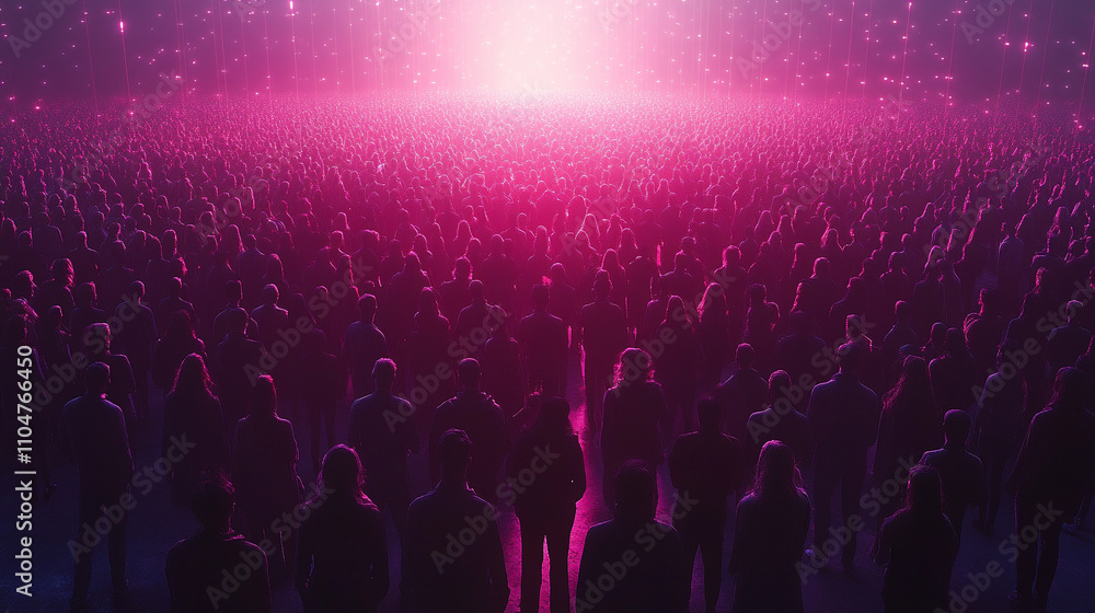 Aufkleber vibrant crowd of people interconnected by glowing lines symbolizing global connectivity, digital net