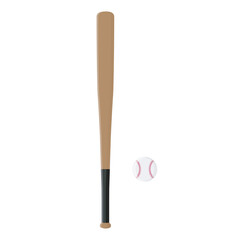 Wooden baseball bat vector illustration on white background. Baseball is a popular sport. Baseball collection.