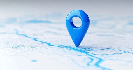 Fototapeta premium Blue Location Pin Icon for Travel Navigation and Map Pointer Symbol on White Background