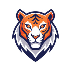 simple modern tiger head logo with clean lines and minimalist style and simple color pallete. tiger head logo on white background