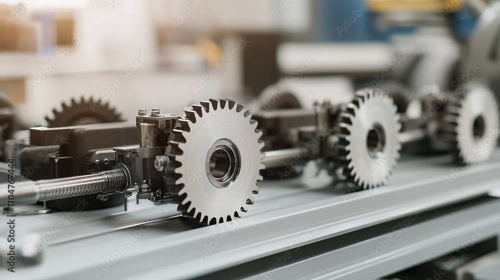 Aufkleber precision gears in motion: close-up view of a series of precisely engineered gears, showcasing intri