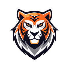 simple modern tiger head logo with clean lines and minimalist style and simple color pallete. tiger head logo on white background