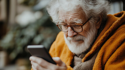 Obraz premium a super old person using a phone