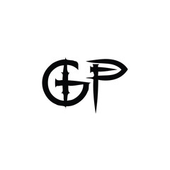 Obraz premium GP monogram logo design letter text name symbol monochrome logotype alphabet character simple logo