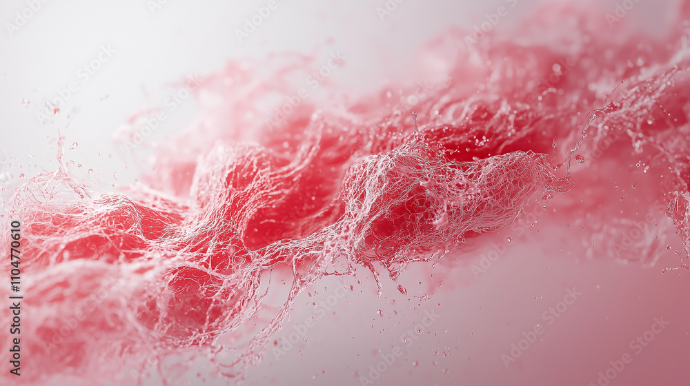 Poster crimson current: abstract close-up of a vibrant red liquid, swirling and splashing with dynamic ener