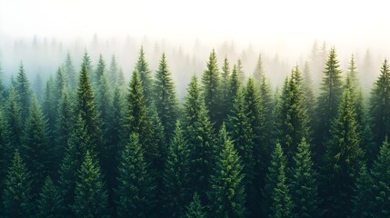 Misty Evergreen Forest Landscape