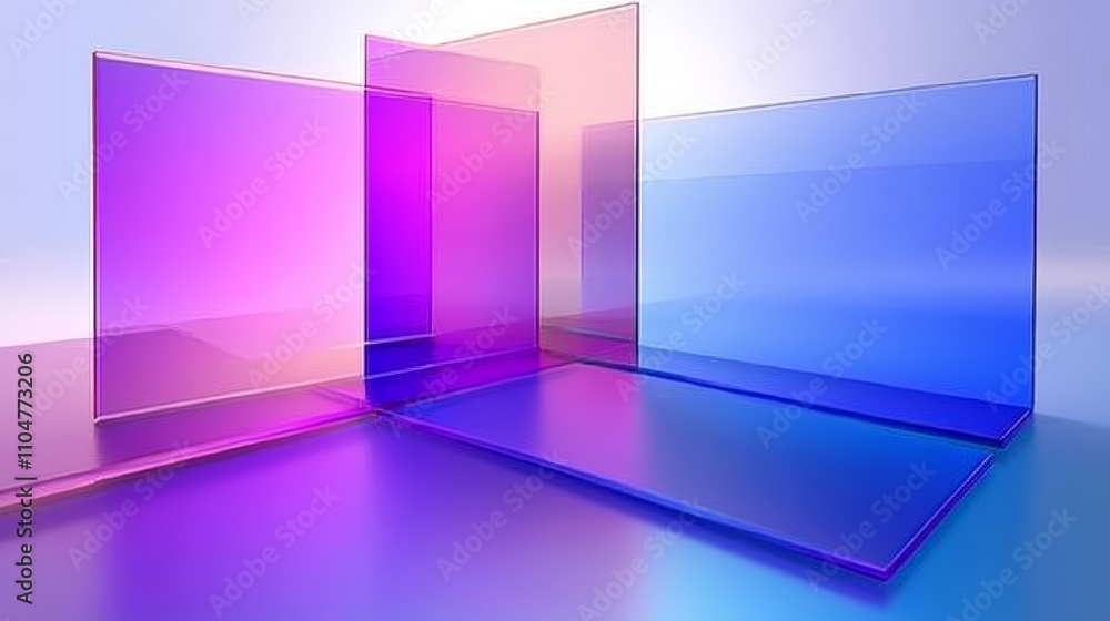 Aufkleber abstract geometric background with translucent shapes in purple blue pink gradient minimalist design