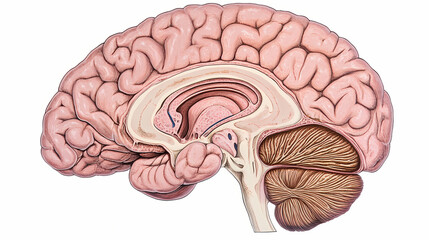 Human brain temporal lobe, illustration. Temporal. Illustration