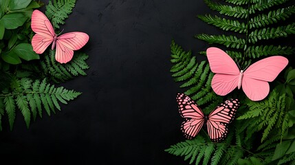 Obraz premium Beauty of nature close-up of butterflies in a serene floral garden background