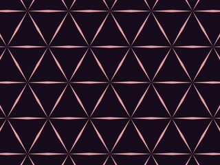 Seamless geometric pattern of pink triangles on a dark background.