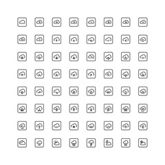 クラウドネットワークのシンプルなアイコンセット 四角のボタン