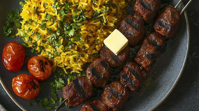 Flavorful chelo kebab experience