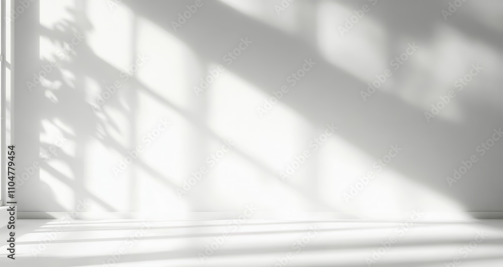 Aufkleber minimalist light gray background with soft shadows on white wall for product showcase