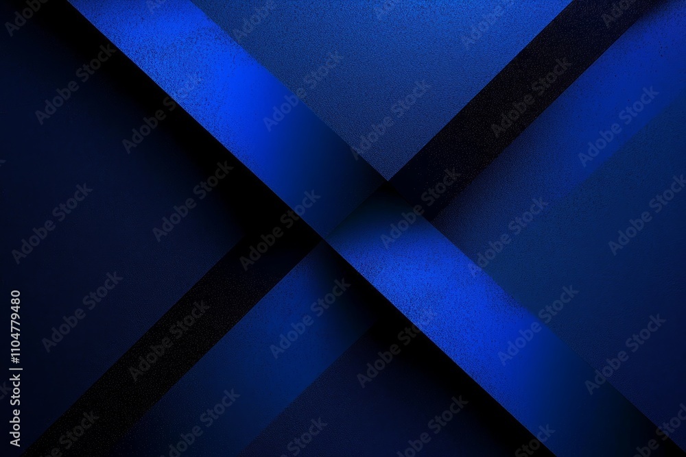 Poster geometric abstract background in blue and black, modern design with triangles and diagonal lines
