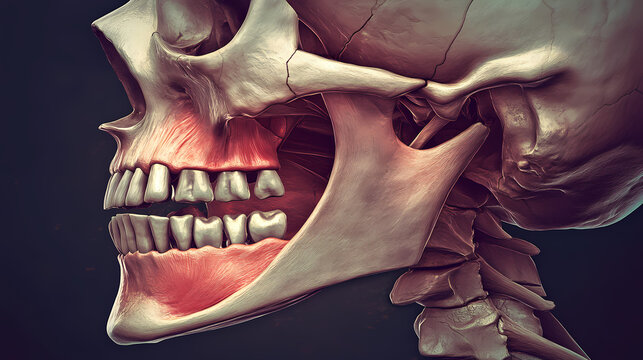 Female temporal bone - skull / cranium anatomy. Temporal. Illustration