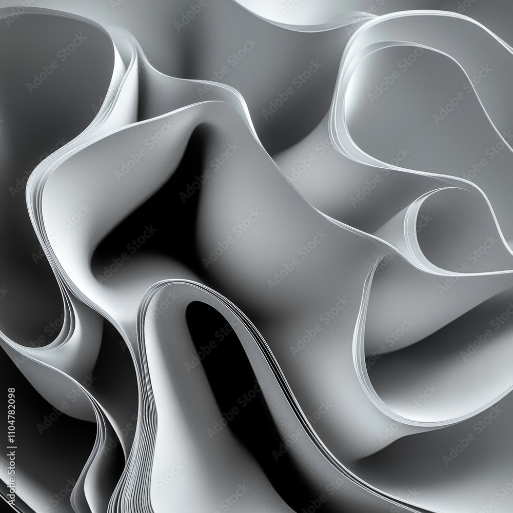 Poster abstract digital artwork fluid metallic waves depth movement minimal texture background