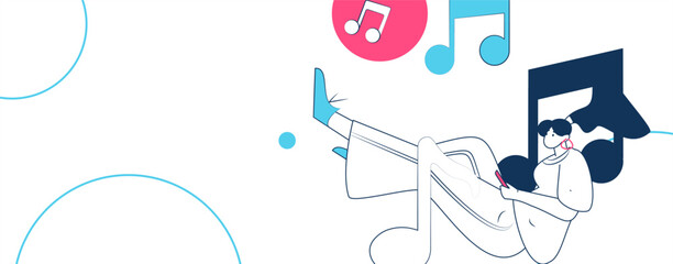 Music characters scene flat vector concept operation illustration
