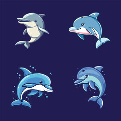 Obraz premium collection of cute dolphin mascots vector